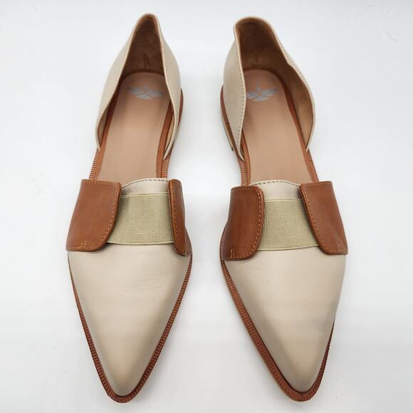 Fortress of Inca Paloma Point Toe Flats Cream Carmel Leather EU 38 US 8 - Picture 2 of 9